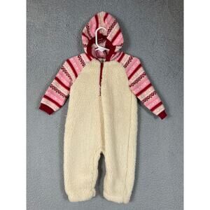 Gymboree Baby Girls Sherpa One Piece Sweater Pink Sleeves Size 6-12M NWT